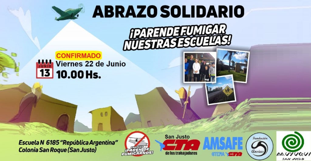 Abrazo solidario a escuela fumigada